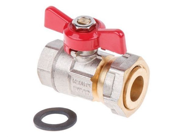 Кран шаровый с накидной гайкой 1/2' вн. х 3/4' вн. PN40, AV Engineering(Латунь, макс.  40 бар, макс.  110 °С)