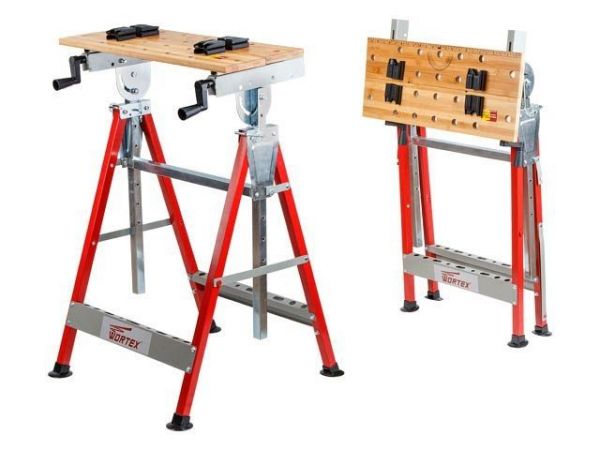 Верстак складной WORTEX WB 6012 БАМБУК, 605X540X(860-1140) мм, регулировка столешницы(нагрузка до 100 кг, масса 7,5 кг)