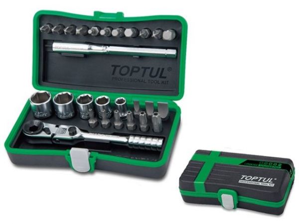 Набор головок и бит 1/4' 6-13мм 27предм. 6гр. TOPTUL
