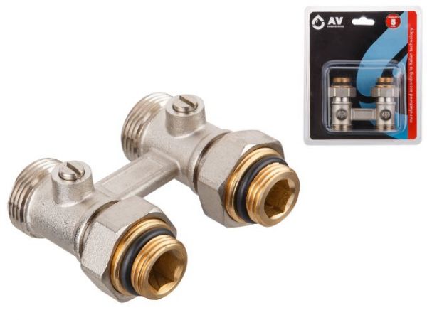 Клапан прямой шаровый 3/4' нар. для радиатора (мультифлекс), AV Engineering (инд. упак.)