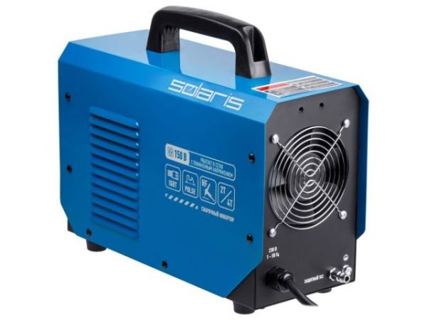 Инверторный аппарат аргонодуговой сварки SOLARIS TIG-200P(DC TIG; HF; Pulse; MMA; 180 A; 150 В-240 В)