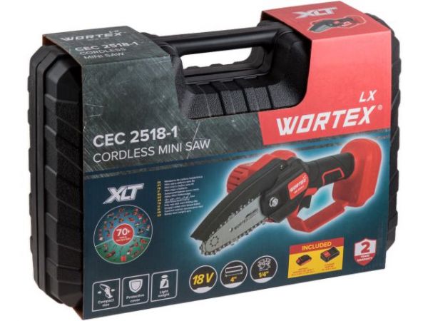 Мини-пила WORTEX LX CEC 2518-1 в чем. ALL1 XLT SET 18В, 12.5 см
