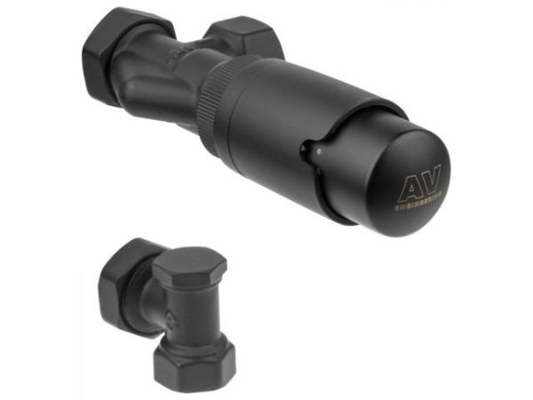 Комплект кранов осевой 1/2' для радиатора Черный, AV Engineering (инд. упак.)(M30x1.5)