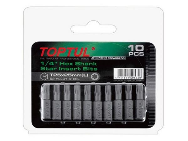 Насадка TORX T8*25 1/4' 10шт блистер TOPTUL