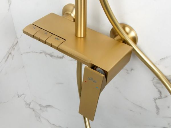 Душевая система (Lt) D35, серия Lily бронза, a-five(На стену, Излив потайной в корпусе, Троп. душ: вынос 405 мм, габариты 300х200  мм.))