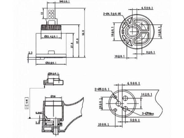 Картридж D35 для смесителя, тип B-S, AV Engineering(Переключение ступенчатое)
