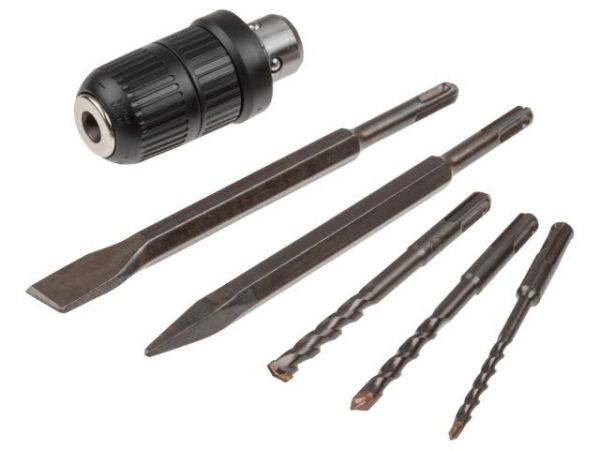 Перфоратор WORTEX RH 2829 в чем. + (2 зубила, 3 сверла) 900 Вт, 3.2 Дж, 28 мм, 4 режима, SDS-plus, Б(вес 3.4 кг)