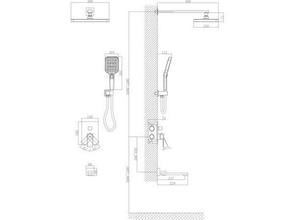 Душевая система (Lt) D35, серия Lily хром, a-five(Встраиваемый, Короткий излив, 239 мм.)
