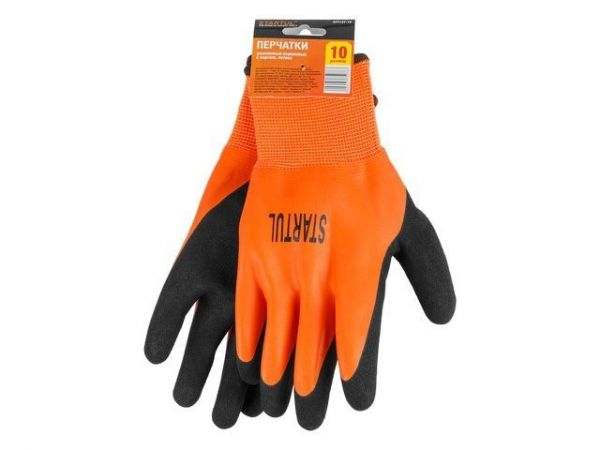 Перчатки утепленные акриловые с ворсом, латексное рельефное покрытие, 10 р-р STARTUL(полный облив)