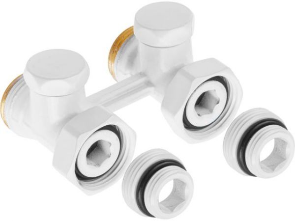 Клапан прямой вентильный 3/4' нар. для радиатора (мультифлекс), Белый, AV Engineering (инд. упак.)(Обратка и подача)