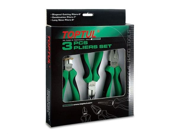 Набор бокорезы, плоскогубцы, тонкогубцы 3пр. TOPTUL