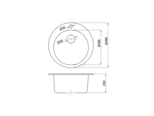 Мойка кухонная из искусственного камня POINT олово 495х495 мм, AV Engineering
