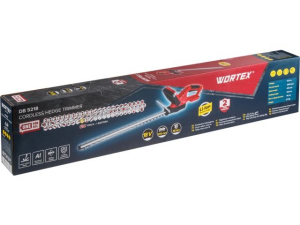 Кусторез WORTEX DB 5218 ALL1 XLT SET с акб и зу, 18В, 570 мм, шаг 16 мм