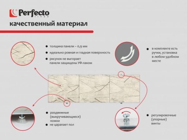 Экран под ванну 3D 1,5 м, арктика, PERFECTO LINEA