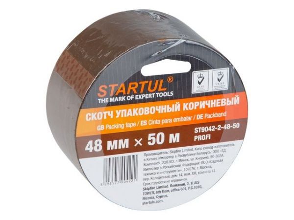 Скотч упаковочный коричневый 48ммх50м STARTUL PROFI (ST9042-2-48-50)(плотность 45мкм)
