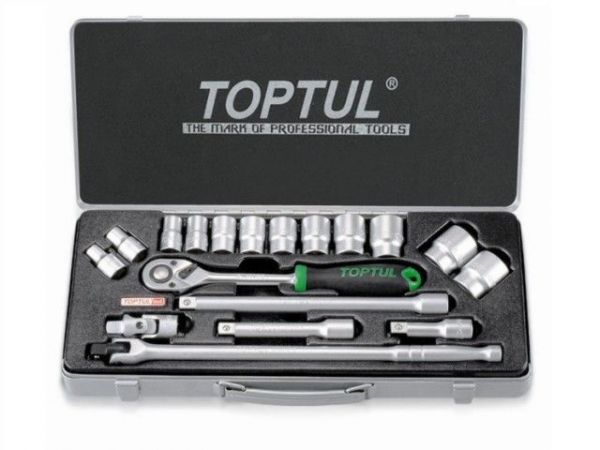 Набор головок 1/2' 10-32мм 18предм. 6гр. метал.кейс TOPTUL