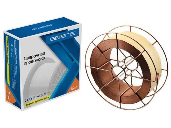 Проволока сварочная омедненная ER 70S-6 ф0,8мм (катушка BS300 15 кг) SOLARIS(аналог СВ08Г2С)