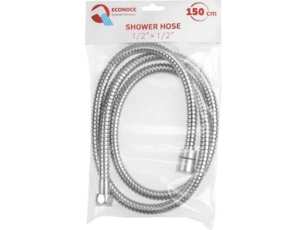 Шланг душевой, SUS/PVC, 1/2' г-г 150 см, хром, ECONOCE(Гайка цинк. Замена E-001)