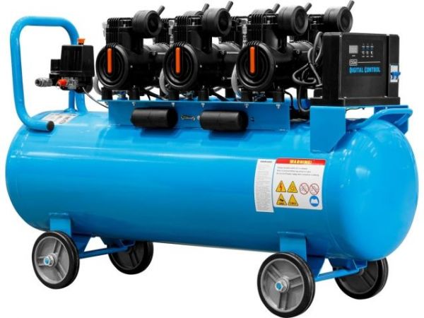 Компрессор DGM AC-6100LD безмасляный(450 л/мин, 8 атм, коаксиальный, безмасляный, электр. блок упр., ресив. 100 л, 230 В, 2,4 кВт)