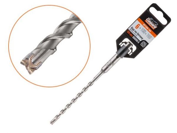 6х100х160 мм бур (сверло) SDS-plus QUADRO-X GEPARD(бур по бетону, крестовая пластина)