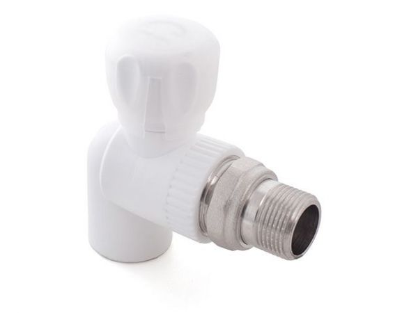 Кран шар. ПП для радиатора 25х3/4' угл., бел. РТП