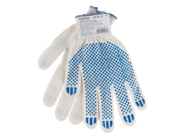 Перчатки х/б с ПВХ 'Точка', 7,5класс STARTUL