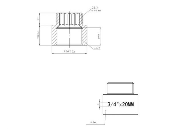 Удлинитель 3/4' вн.-нар. х 20 мм, AV Engineering (инд. упак.)(Латунь, макс.  16 бар, макс.  110 °С)