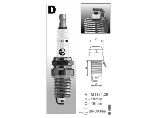 Свеча зажигания BRISK DR17YC(Цена в прайсе за 1 свечу. Упаковка - в блистере по 4 шт.)