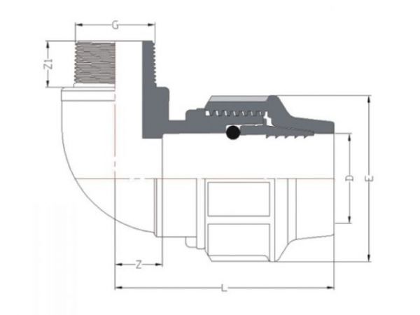 Колено ПЭ 20 х 1/2' нар., AV Engineering(Полипропилен, макс.  16 бар, макс.  40 °С)