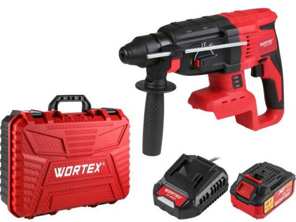 Перфоратор WORTEX CRH 1824-2 в чем. ALL1 XLT SET БЕСЩЕТ., 18 В, 2.6 Дж, 26 мм, 1х4 А*ч(вес 2.4 кг, 4 режима)