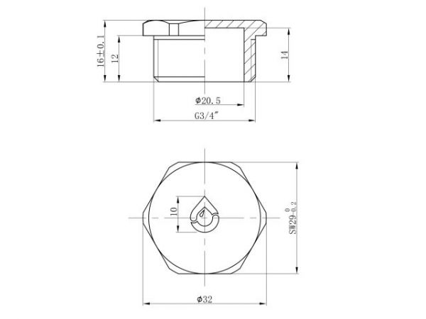 Заглушка 3/4' нар., AV Engineering (инд. упак.)(Латунь, макс.  16 бар, макс.  100 °С)