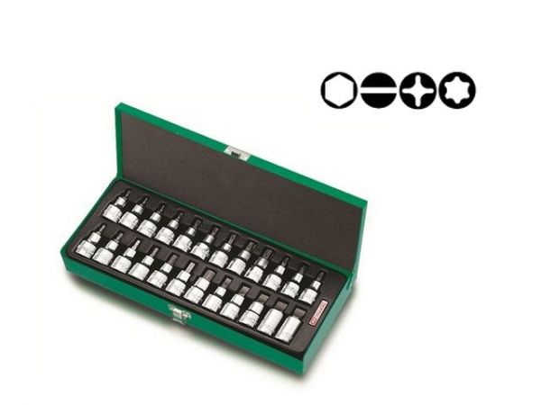 Набор бит шестигр. под головку 1/2' 24пр. TOPTUL