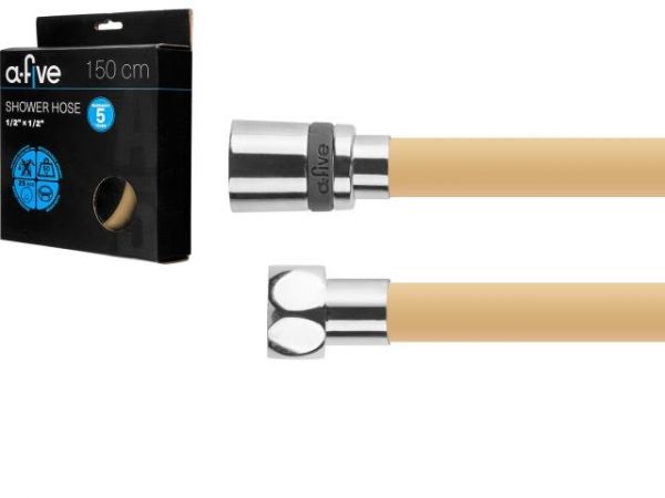 Шланг душевой, Si, 1/2' г-г 150 см, золото, a-five(Гайка латунь (anti-twist), 10 бар)
