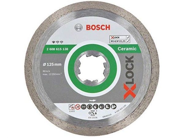 Алмазный круг 125х22,23 мм по керамике сплошн. X-LOCK Standard for Ceramic BOSCH(сухая резка)