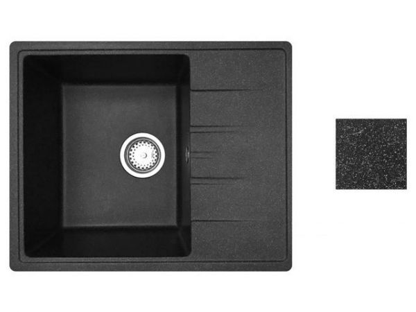 Мойка кухонная из искусственного камня PLATINUM черный 570х465 мм, AV Engineering
