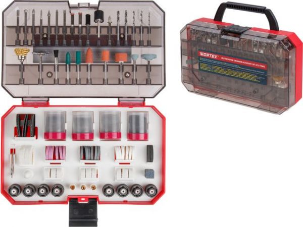 Набор аксессуаров для гравера WORTEX 272 предметов (универсальный)(Цанги: 1,6 мм, 2,4 мм, 3,2 мм)